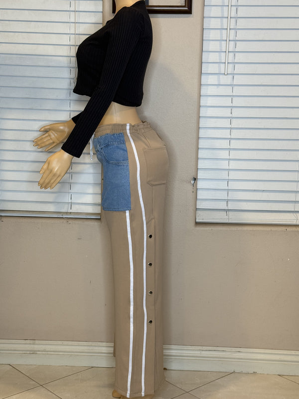 COLOMBIAN PANTS WITH FRONT DENIM SHORTS AND WHITE STRIPES