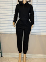 BLACK JOGGER HOODIE SET