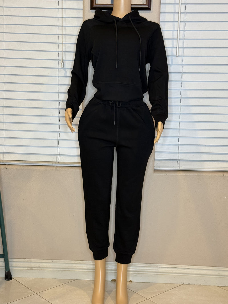BLACK JOGGER HOODIE SET