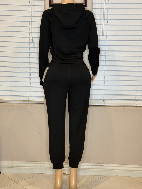 BLACK JOGGER HOODIE SET