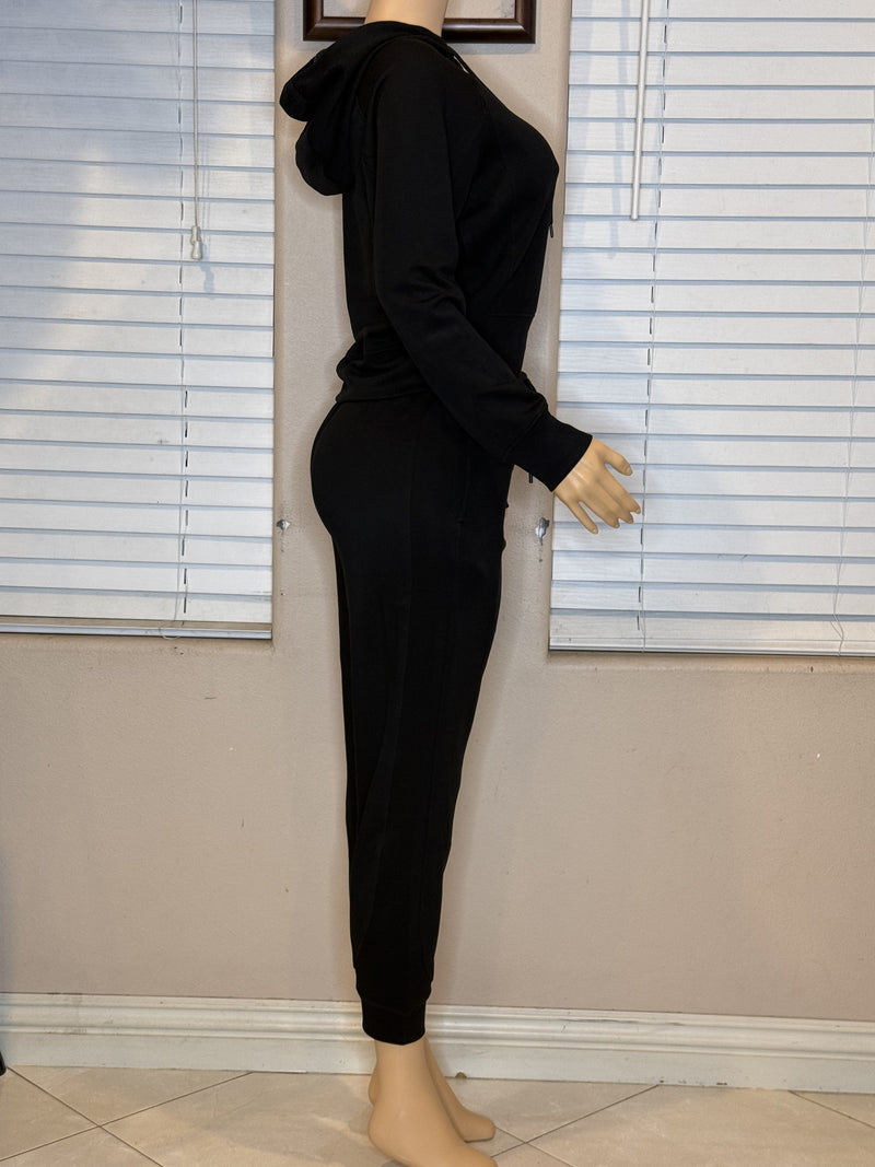 BLACK JOGGER HOODIE SET