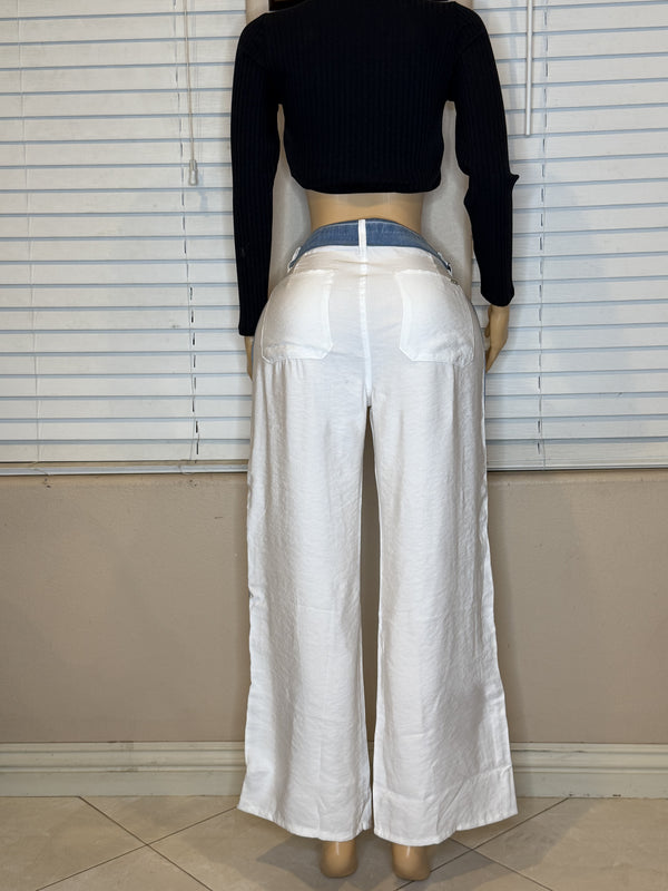WHITE COLOMBIAN PANTS /DENIM STRIPES