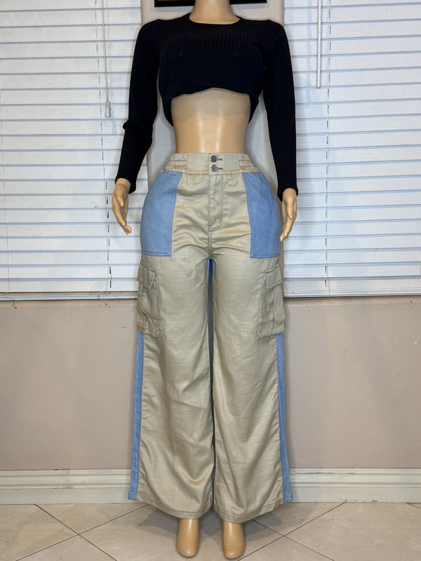 PANTALON COLOMBIANO DOS TONOS CON DENIM