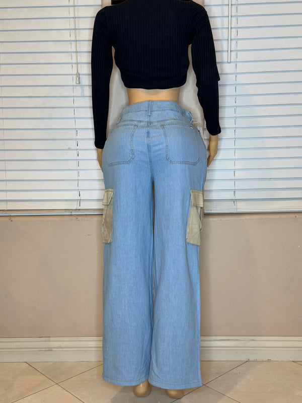 PANTALON COLOMBIANO DOS TONOS CON DENIM