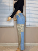 PANTALON COLOMBIANO DOS TONOS CON DENIM