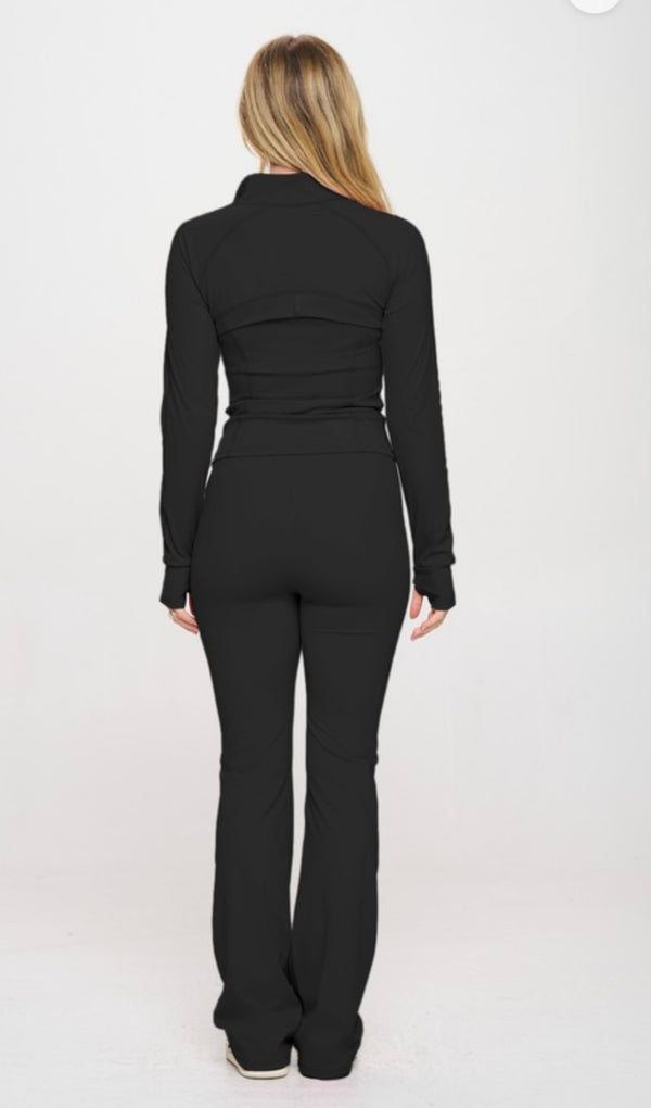 BLACK ACTIVE JUMPSUIT SET